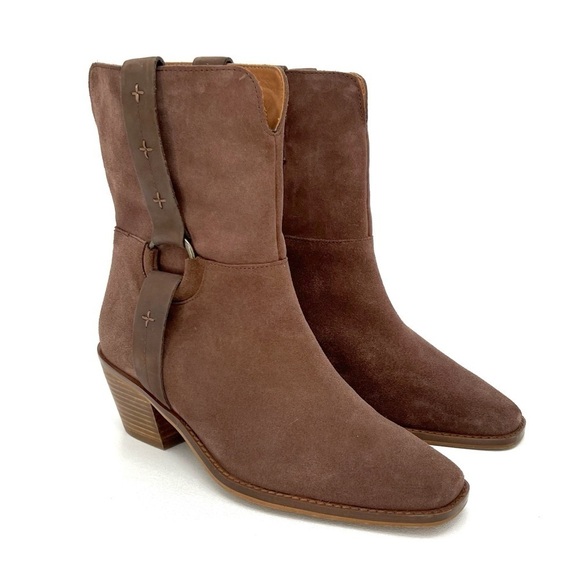 New Lucky Brand Kamaree Western Cowboy Bootie Chocolate Brown Suede Size 8.5 - Picture 10 of 10